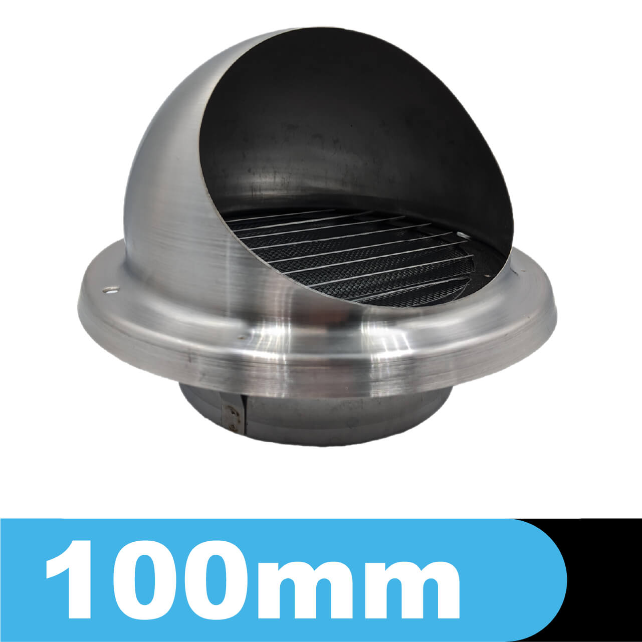 Czerpnia - wyrzutnia ścienna ze stali kwasoodpornej z okapnikiem, średnica fi 100mm